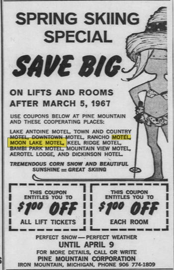 Moon Lake Motel - Mar 1967 Ad